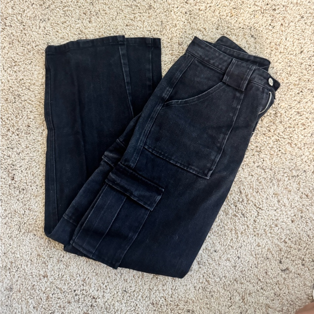 White Fox Black Cargo Pants